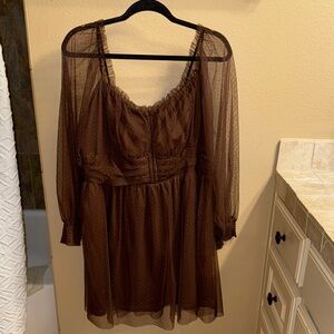 ARULA Sheer Brown Blouse